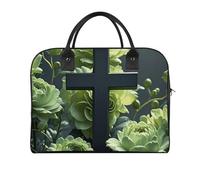 Black Cross Among Green Flowers Duffle Bag for Women Men - 30L Nylon Outdoor Gym Bag Lightweight Overnight Weekender Bags with Detachable Shoulder Strap, Carry on Luggage for Travel