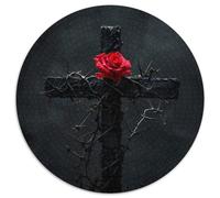 Black Cross Jigsaw 1000 Piece Round Puzzle Religious Symbol Style Jigsaw Puzzle Colourful,Fun,Challenging And Brainteasing Adults Jigsaw Puzzle Creative Gift for Teenagers And Adults 1000pcs (67.5x67.