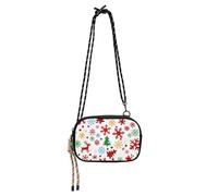 Black Crossbody Bag for Mens Practical with Credit Card Slots Mini Shoulder Bag Have a meal- Colorful Mandala Flowers, Christmas Tree Snowflake Colorful
