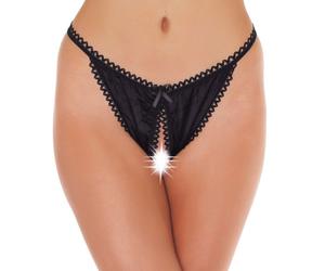 Black Crotchless Tanga Woman's Briefs Underwear Panties
