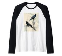 Black Crow Aesthetic Witchy Raven Art, Dark Academia Raglan Baseball Tee