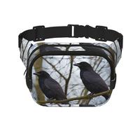 Black Crow Birds Fanny Pack For Women Waterproof Adjustable Belt Bags Waist Pack Fashion Casual Crossbody Bags Bum Bag For Running Workout Hiking Traveling, Black, One Size