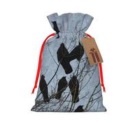 Black Crow Birds Gift Bag with Handles and tag, Holiday Decoration, for Christmas, Birthday, Wedding - (M)