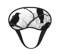 Black Crow Birds On A Branch Blackout Sleep Mask - Soft Adjustable Eye Mask for Full Light Blocking, Deep Sleep, Travel & Relaxation