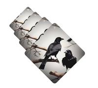 Black Crow Birds On A Branch Car Air Fresheners 4 Pcs Funny Hanging Car Air Fresheners Cute Long Lasting Scented Mirror Hanging Decoration Ornaments Gift For Men Women Square