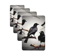 Black Crow Birds On A Branch Car Air Fresheners 4 Pcs Funny Hanging Car Air Fresheners Cute Long Lasting Scented Mirror Hanging Decoration Ornaments Gift For Men Women Rectangle