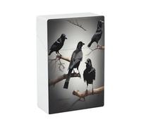 Black Crow Birds on A Branch Cigarette Case Stylish Lightweight Pocket Holder Case for Smoke Waterproof Cigarette Dispenser Cigarettes Accessories for Outdoor Camping Hiking