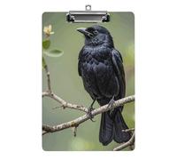Black Crow Birds on A Branch Clipboard, A4 Acrylic Clipboard with Hanging Hole, Ultra-Light Clip Board - Holds 100 Sheets, Shatterproof Document Holder for Office, 12.5" X 8.5"