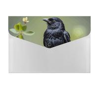 Black Crow Birds on A Branch File Folder 6-Pocket, Waterproof Accordion File Organizer with Snap Closure, Expanding Document Holder for Office, Home