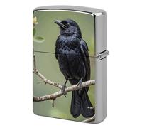 Black Crow Birds on A Branch Lighter Case Metal Protective Cover with Double-Sided Art Design, Cool Lighters Pouch Shockproof Lighter Cover for Men Women Gifts, Lighters Not Included