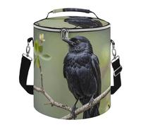 Black Crow Birds on A Branch Lunch Bag, 15L Portable Leakproof Picnic Basket with Shoulder Strap, Insulated Picnic Cooler Bag for Camping, Beach, Hiking & Groceries