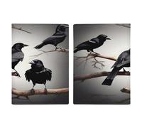Black Crow Birds on A Branch Passport Holder Ultra Slim PU Leather Travel Document Organizer Compact Premium International US Passport Protector Cover for Women Men