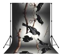 Black Crow Birds On A Branch Print Backdrop For Photoshoot, Photo Backdrop Background Curtain For Photography Portraits(No Stand)