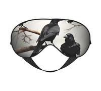 Black Crow Birds on a Branch Print Breathable Full-Cover Eye Mask Stylish Adjustable Nap Night Restful Environment