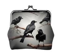 Black Crow Birds on a Branch Print Coin Purse Pouch Change Purse with Kiss Lock Small Vintage Pouch Purse for Men Women