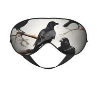 Black Crow Birds on a Branch Print Comfortable Eye Mask Breathable Adjustable Men Women Lightweight Travel Yoga Work