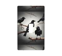 Black Crow Birds On A Branch Print Decorative Toggle Switch Plate, Wall Cover with Matching Screws for Home and Office