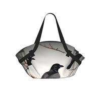 Black Crow Birds On A Branch Print Foldable Camping Bag Duffle Bag Waterproof Travel Bag Camping Mattress For Outdoor Park Beach