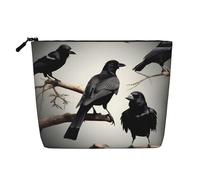 Black Crow Birds on a Branch Print Makeup Bag Cute Cosmetic Bag for Women Makeup Pouch Travel Toiletry Bag for Lady