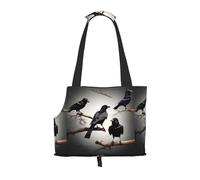 Black Crow Birds On A Branch Print Pet Tote Bag, Foldable Single Shoulder Pet Carrier For Small Pets Dogs Cats