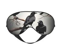Black Crow Birds on a Branch Print Silk Like Sleep Eye Mask Comfortable Blindfold Adjustable Soft Eye mask for Sleep