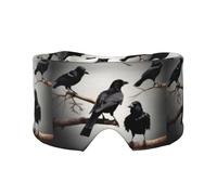 Black Crow Birds On A Branch Print Sleep Eye and Ear Muffs Soft Blackout for Adults Kids Comfortable Travel Nap Aid