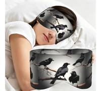 Black Crow Birds On A Branch Print Sleep Mask,Coverage Eye Mask,Soft Breathable Blindfold for Travel Nap Work