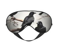 Black Crow Birds On A Branch Print Sleep Mask Silk-Like Eye Mask Sleeping Eye Mask for Women Men for Travel Sleep Relaxation