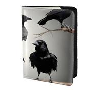 Black Crow Birds on a branch print Travel Wallet Passport Holder Case for Family Leather Passport Cover for Men Women, Black, One Size
