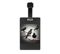 Black Crow Birds on a Branch Print Waterproof Luggage Tags Suitcases Identification Labels Business Family Vacations