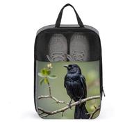 Black Crow Birds on A Branch Shoe Bag Waterproof & Breathable Shoe Pouch for Travel, Portable Carry Case for Sports Sneakers, Gym, Vacation