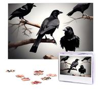 Black Crow Birds On A Branch Wooden Puzzles 1000 Pieces Personalized Jigsaw Puzzle For Adults Interesting Custom Photo Puzzles Gift For Holiday Birthday Wedding Anniversay
