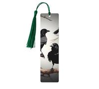 Black Crow Birds On A Branchwooden Bookmarks Set for Reading, 5 Pc Thoughtful Cute Book Mark Clips Lovers Gifts