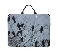 Black Crow Birds Print 14in Laptop Case Sleeve Bag, Portable Handle for Business Trip, Commuting, Fits Notebook & Tablet