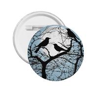 Black Crow Birds -Print Custom Round Enamel Pin - Alloy Metal Lapel Badge For Jacket, Bag, Gift Idea.