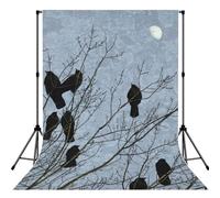 Black Crow Birds Print Photo Studio Background 5x7ft Soft Photo Backdrop Curtain For Studio Content Creator Equipment