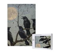 Black Crow Birds Printed 1000 Piece Jigsaw Puzzle for Adults, Cut Brain Teaser Game for Family Home Decor Gift(29.5x19.7 Inch)