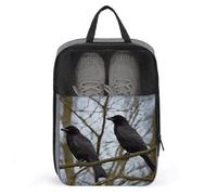 Black Crow Birds Shoe Bag Travel Shoe Organizer Water-Resistant Shoe Pouch with Zipper Sneaker Dust Bag, gray, One Size, Modern