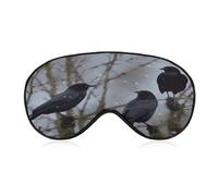 Black Crow Birds Sleep Mask,Adjustable Strap Sleeping Mask, Complete Light Blocking Sleep Shade Cover,Soft Breathable Comfortable Blindfold for Women and Men