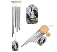 Black Crow Birds Wind Chimes for Outside Unique Aluminum Tubes Memorial Wind Bell Large Deep Tone Wind Chimes for Patio Garden Decor Gift for Mom Women Neighbors
