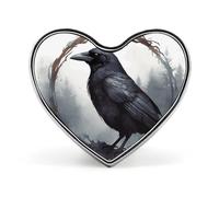 Black Crow Buttons Pin Memorial Boutonniere for Wedding Groom Bride, Customize Lapel Heart Pin for Christmas, Men Women Costume Decorative Fashionable Brooches