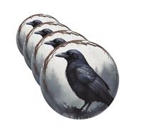 Black Crow Car Air Fresheners 4 Pcs Round Shape Hanging Car Air Freshener Fragrance Scented Cards Auto Mirror Pendant Aromatherapy Tablets For Car Home Office Closet Bathroom