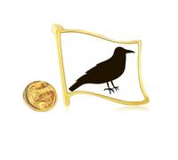 Black Crow Cute Animal Portrayal Golden Metal Flag Lapel Pin Badge