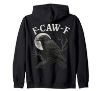 Black Crow, F-Caw-F Funny Black Bird moon Gothic Adult Humor Zip Hoodie