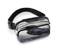 Black Crow Fanny Pack Belt Bag with Adjustable Strap Fashion Waist Bag for Outdoor Sports Hiking, white, 20x13cm, Full Printed Waist Bag