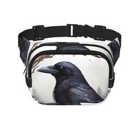 Black Crow Fanny Pack Fashion Belt Bag Lightweight Waist Pouch With Adjustable Strap Crossbody Bags For Women Travel Sports Running