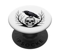 Black Crow Halloween Skull PopSockets Adhesive PopGrip