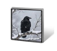 Black Crow Lapel Pin Square Metal Brooch Pin with Secure Pin Back Fashion Button Badge for Clothing, Hats, Bags Decoration