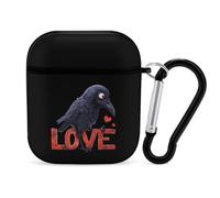Black Crow Love Earphone Case Cover Compatible with AirPods 1&2 Shockproof Bluetooth Headset Case Black-style