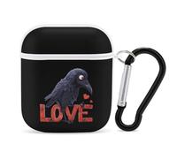 Black Crow Love Earphone Case Cover Compatible with AirPods 1&2 Shockproof Bluetooth Headset Case White-style